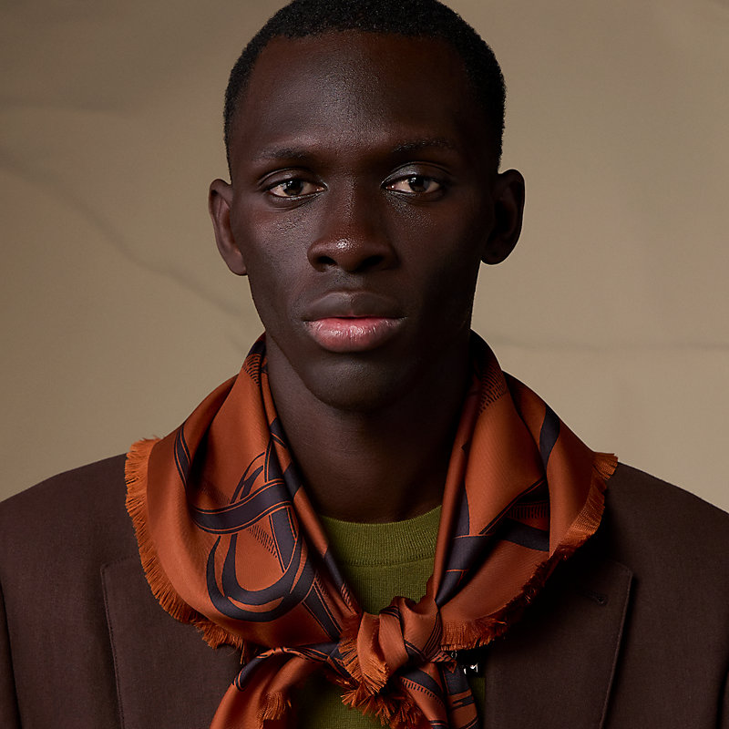 Grand Manege fringed scarf 80 - Beige | Hermès Mainland China